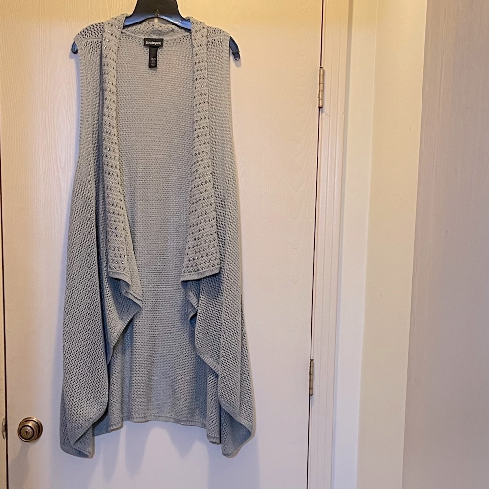 Lane Bryant Gray Sequin Draped Sweater Vest Size 26/28